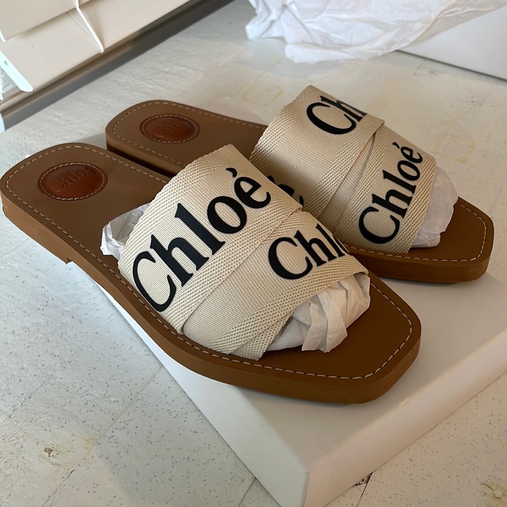 Chloe Woody Sandals White size 39